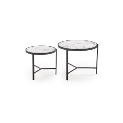'FATIMA Set of 2 Benches, White Marble / Black' 'FATIMA Set of 2 Benches, White Marble / Black'