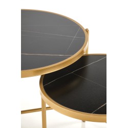 'FATIMA Set of 2 Benches, Black Marble / Gold' 'FATIMA Set of 2 Benches, Black Marble / Gold'