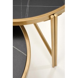 'FATIMA Set of 2 Benches, Black Marble / Gold' 'FATIMA Set of 2 Benches, Black Marble / Gold'
