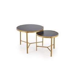'FATIMA Set of 2 Benches, Black Marble / Gold' 'FATIMA Set of 2 Benches, Black Marble / Gold'