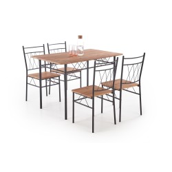 'FAUST 3 Set: Table + 4 Chairs in Natural Oak / Black'