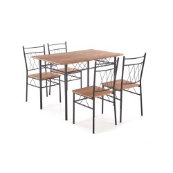 'FAUST 3 Set: Table + 4 Chairs in Natural Oak / Black' 'FAUST 3 Set: Table + 4 Chairs in Natural Oak / Black'