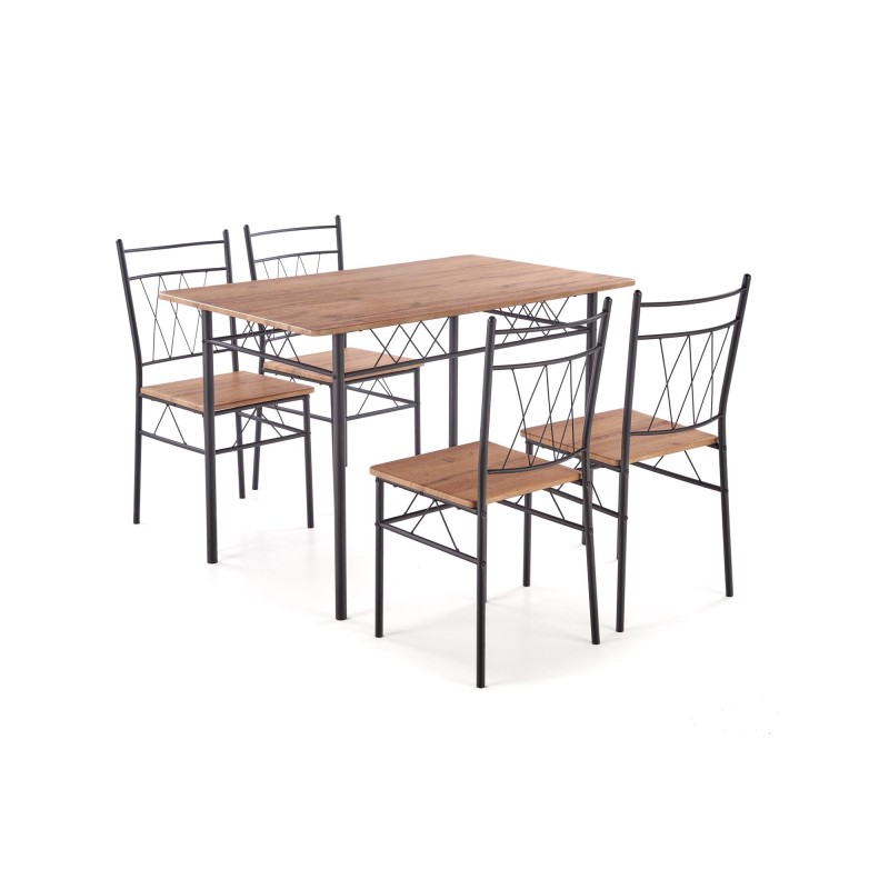 'FAUST 3 Set: Table + 4 Chairs in Natural Oak / Black' 'FAUST 3 Set: Table + 4 Chairs in Natural Oak / Black'