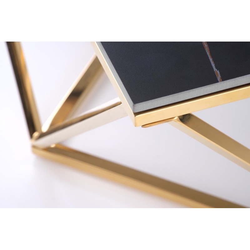 'FELICIA Coffee Table Frame - Gold, Top - Black Marble' 'FELICIA Coffee Table Frame - Gold, Top - Black Marble'