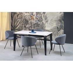 'FELIX Extendable Table, Top - White Marble, Legs - Black' 'FELIX Extendable Table, Top - White Marble, Legs - Black'