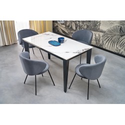 'FELIX Extendable Table, Top - White Marble, Legs - Black' 'FELIX Extendable Table, Top - White Marble, Legs - Black'