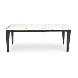 'FELIX Extendable Table, Top - White Marble, Legs - Black' 'FELIX Extendable Table, Top - White Marble, Legs - Black'
