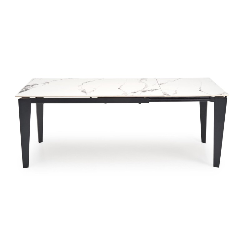 'FELIX Extendable Table, Top - White Marble, Legs - Black' 'FELIX Extendable Table, Top - White Marble, Legs - Black'