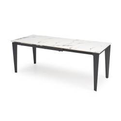 'FELIX Extendable Table, Top - White Marble, Legs - Black' 'FELIX Extendable Table, Top - White Marble, Legs - Black'