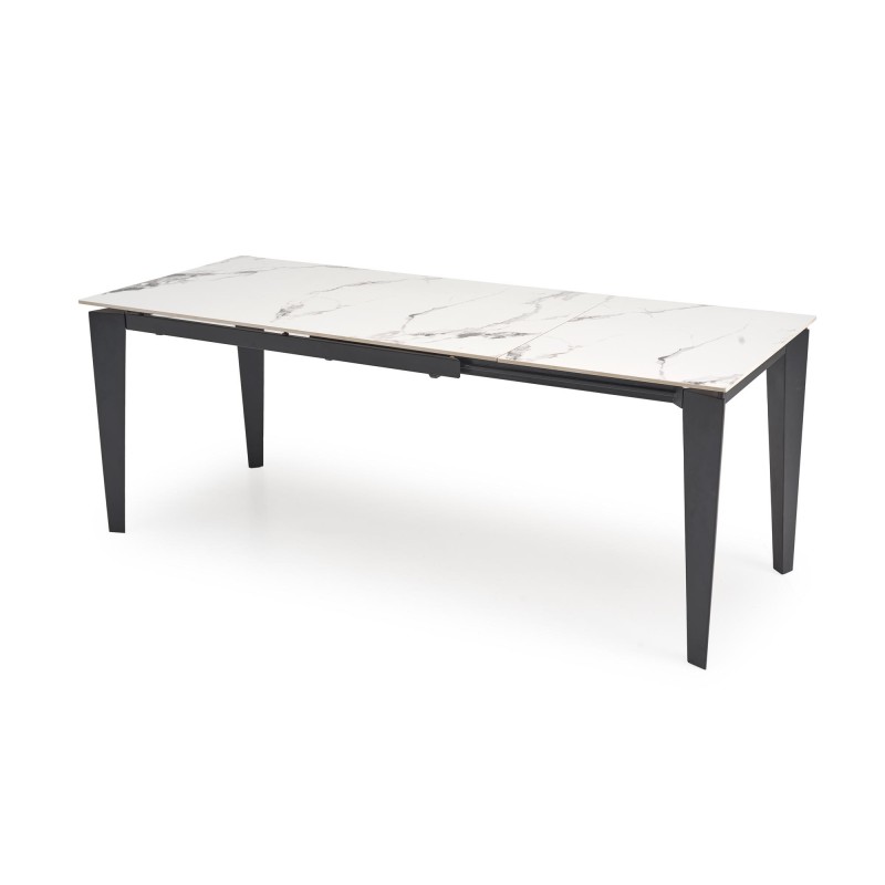 'FELIX Extendable Table, Top - White Marble, Legs - Black' 'FELIX Extendable Table, Top - White Marble, Legs - Black'