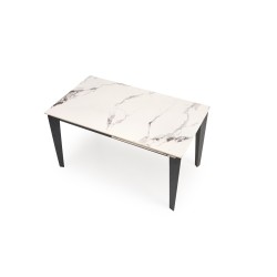 'FELIX Extendable Table, Top - White Marble, Legs - Black' 'FELIX Extendable Table, Top - White Marble, Legs - Black'