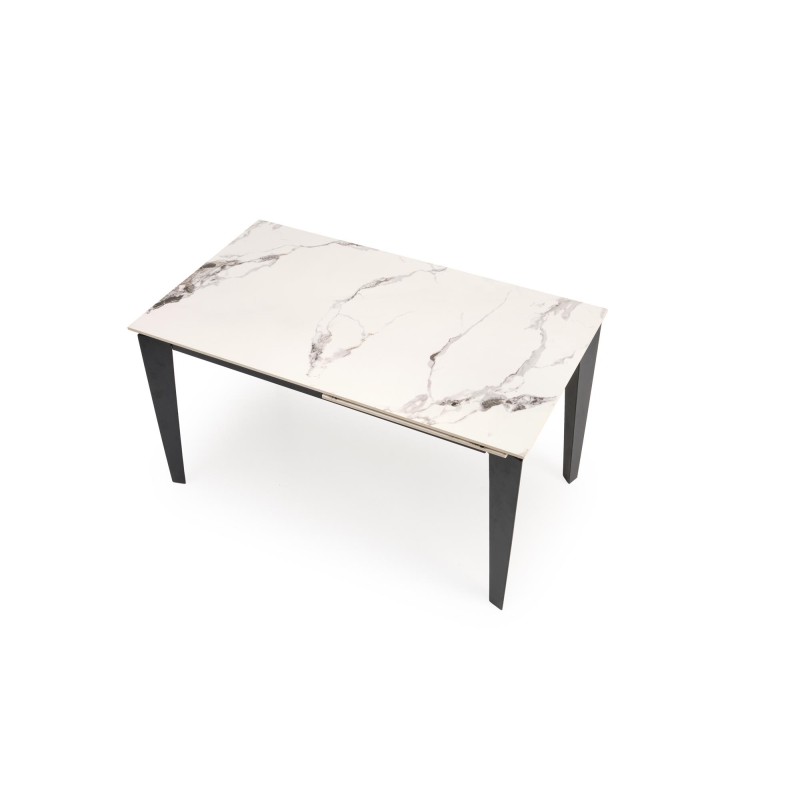 'FELIX Extendable Table, Top - White Marble, Legs - Black' 'FELIX Extendable Table, Top - White Marble, Legs - Black'
