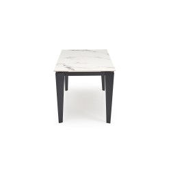 'FELIX Extendable Table, Top - White Marble, Legs - Black' 'FELIX Extendable Table, Top - White Marble, Legs - Black'