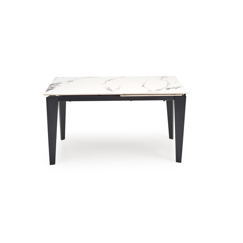 'FELIX Extendable Table, Top - White Marble, Legs - Black' 'FELIX Extendable Table, Top - White Marble, Legs - Black'