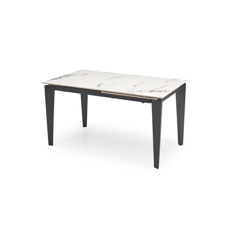 'FELIX Extendable Table, Top - White Marble, Legs - Black' 'FELIX Extendable Table, Top - White Marble, Legs - Black'