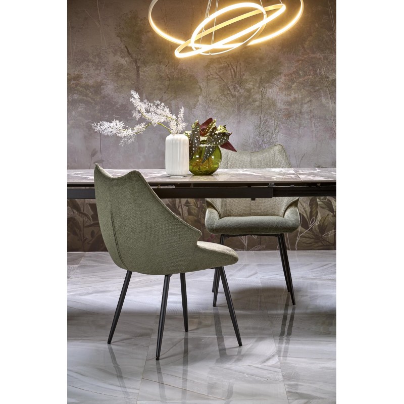 'FELIX Extendable Table, Top - Ashen Marble, Legs - Black' 'FELIX Extendable Table, Top - Ashen Marble, Legs - Black'