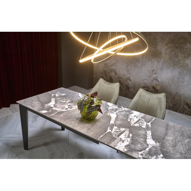 'FELIX Extendable Table, Top - Ashen Marble, Legs - Black' 'FELIX Extendable Table, Top - Ashen Marble, Legs - Black'