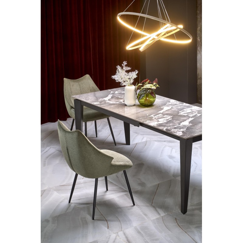 'FELIX Extendable Table, Top - Ashen Marble, Legs - Black' 'FELIX Extendable Table, Top - Ashen Marble, Legs - Black'
