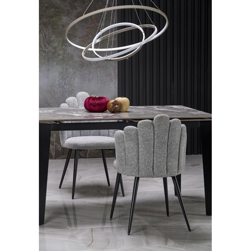 'FELIX Extendable Table, Top - Ashen Marble, Legs - Black' 'FELIX Extendable Table, Top - Ashen Marble, Legs - Black'