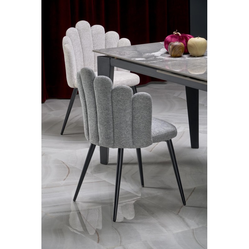 'FELIX Extendable Table, Top - Ashen Marble, Legs - Black' 'FELIX Extendable Table, Top - Ashen Marble, Legs - Black'