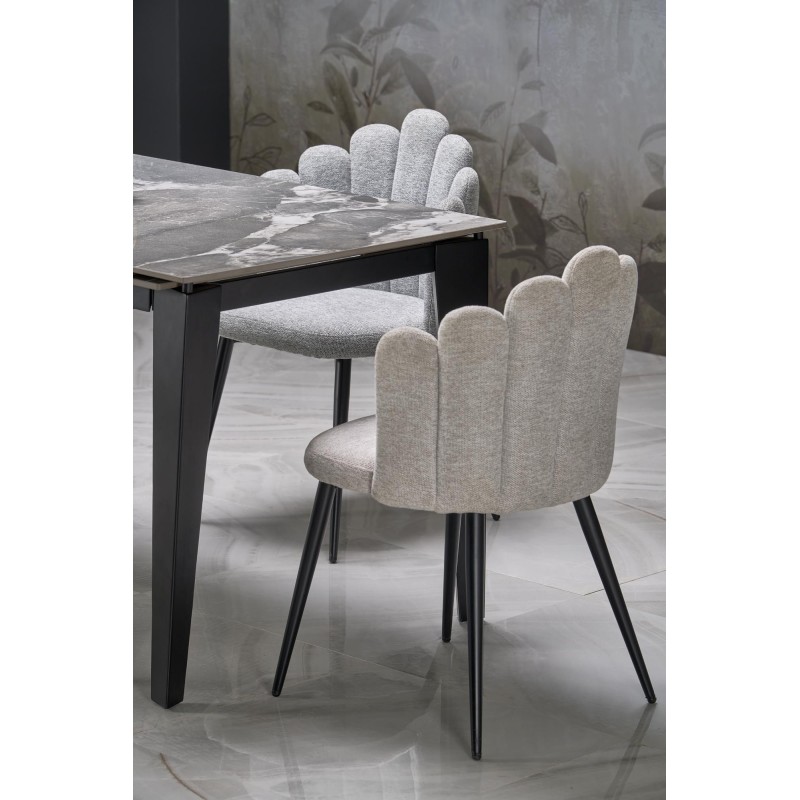 'FELIX Extendable Table, Top - Ashen Marble, Legs - Black' 'FELIX Extendable Table, Top - Ashen Marble, Legs - Black'