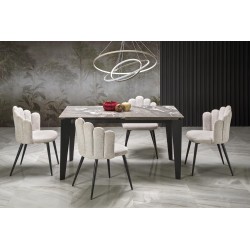 'FELIX Extendable Table, Top - Ashen Marble, Legs - Black' 'FELIX Extendable Table, Top - Ashen Marble, Legs - Black'