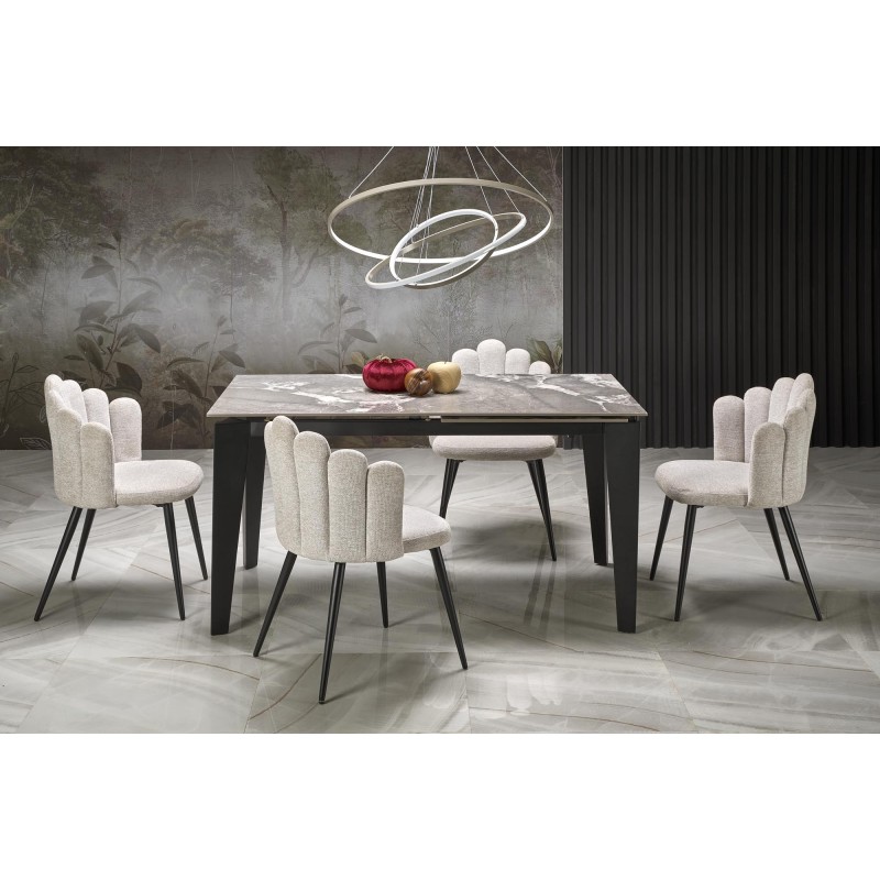 'FELIX Extendable Table, Top - Ashen Marble, Legs - Black' 'FELIX Extendable Table, Top - Ashen Marble, Legs - Black'