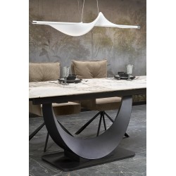 'FERNANDO extendable table, top - white marble, legs - black' 'FERNANDO extendable table, top - white marble, legs - black'