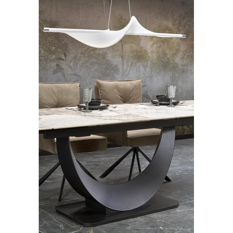 'FERNANDO extendable table, top - white marble, legs - black' 'FERNANDO extendable table, top - white marble, legs - black'