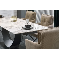 'FERNANDO extendable table, top - white marble, legs - black' 'FERNANDO extendable table, top - white marble, legs - black'