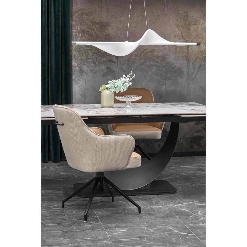 'FERNANDO extendable table, top - white marble, legs - black' 'FERNANDO extendable table, top - white marble, legs - black'