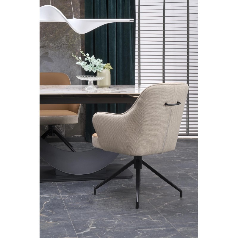 'FERNANDO extendable table, top - white marble, legs - black' 'FERNANDO extendable table, top - white marble, legs - black'