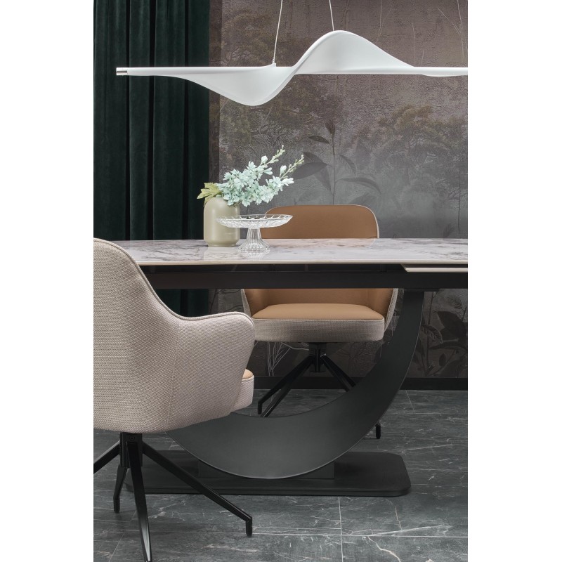 'FERNANDO extendable table, top - white marble, legs - black' 'FERNANDO extendable table, top - white marble, legs - black'