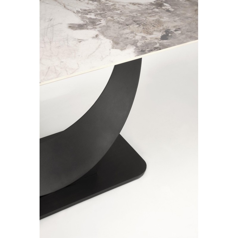 'FERNANDO extendable table, top - white marble, legs - black' 'FERNANDO extendable table, top - white marble, legs - black'