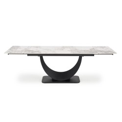 'FERNANDO extendable table, top - white marble, legs - black' 'FERNANDO extendable table, top - white marble, legs - black'