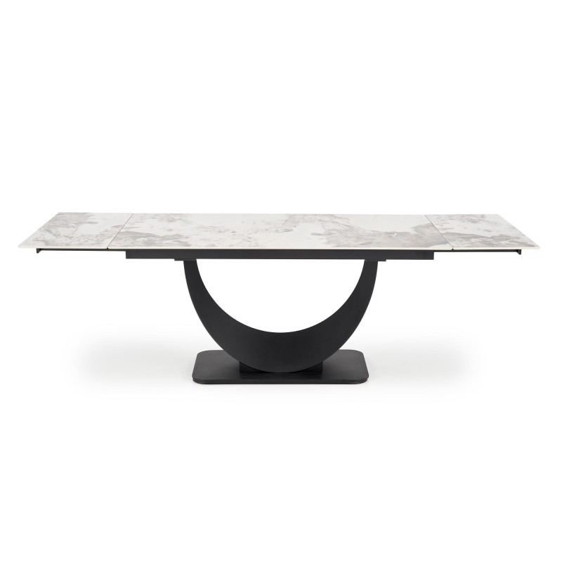 'FERNANDO extendable table, top - white marble, legs - black' 'FERNANDO extendable table, top - white marble, legs - black'