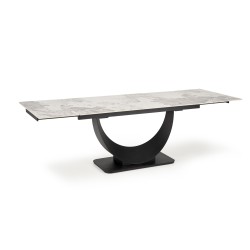 'FERNANDO extendable table, top - white marble, legs - black' 'FERNANDO extendable table, top - white marble, legs - black'