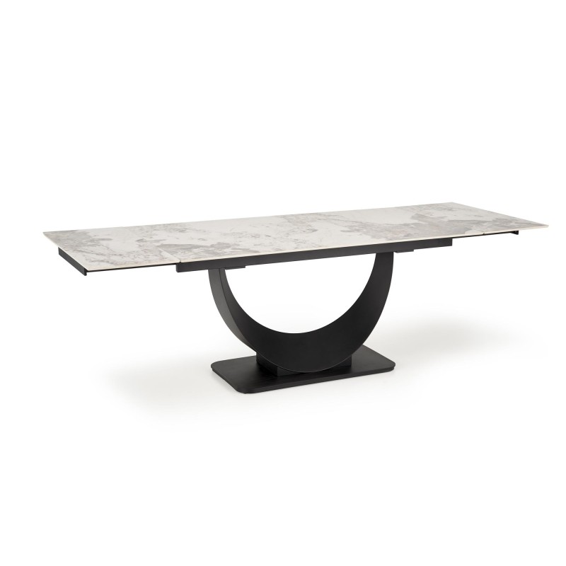 'FERNANDO extendable table, top - white marble, legs - black' 'FERNANDO extendable table, top - white marble, legs - black'