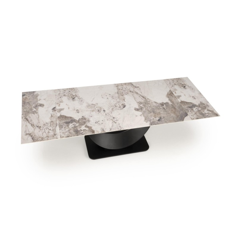 'FERNANDO extendable table, top - white marble, legs - black' 'FERNANDO extendable table, top - white marble, legs - black'