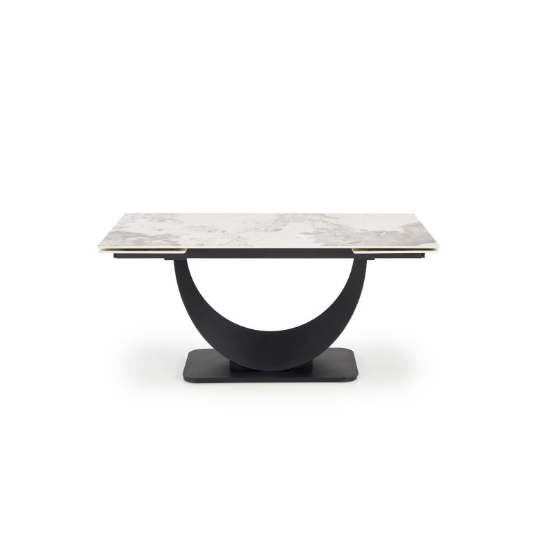 'FERNANDO extendable table, top - white marble, legs - black' 'FERNANDO extendable table, top - white marble, legs - black'
