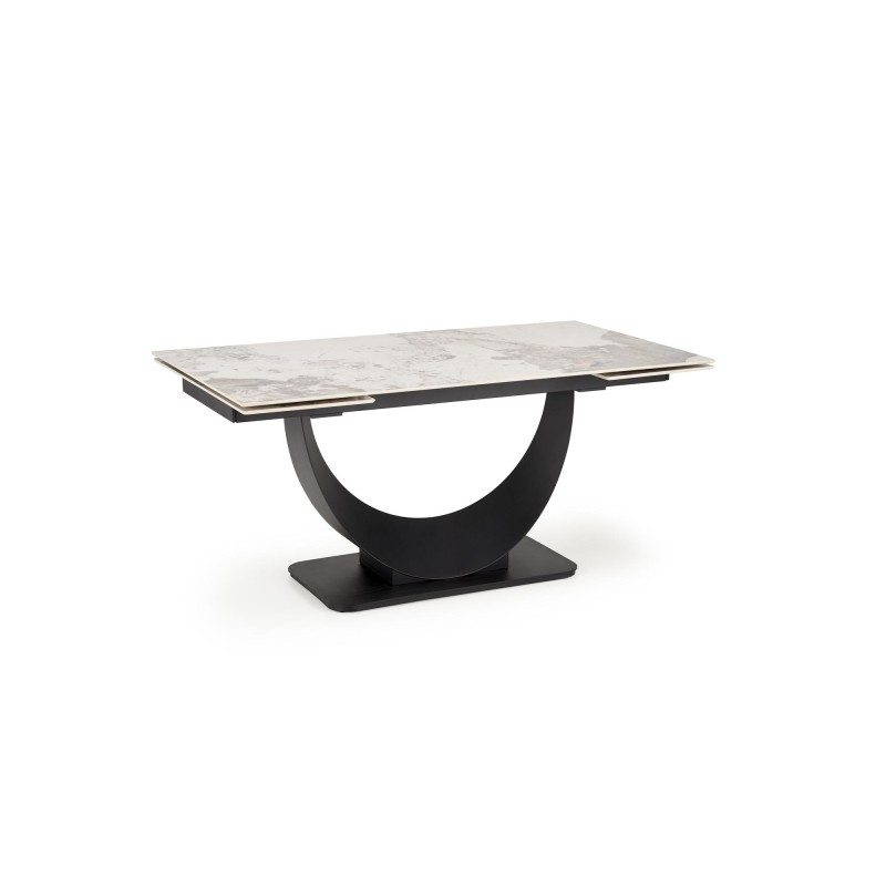 'FERNANDO extendable table, top - white marble, legs - black' 'FERNANDO extendable table, top - white marble, legs - black'