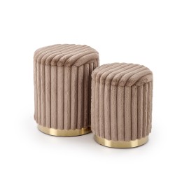 'FIDO Set of 2 Poufs, Cappuccino / Gold'