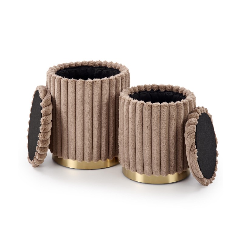'FIDO Set of 2 Poufs, Cappuccino / Gold' 'FIDO Set of 2 Poufs, Cappuccino / Gold'