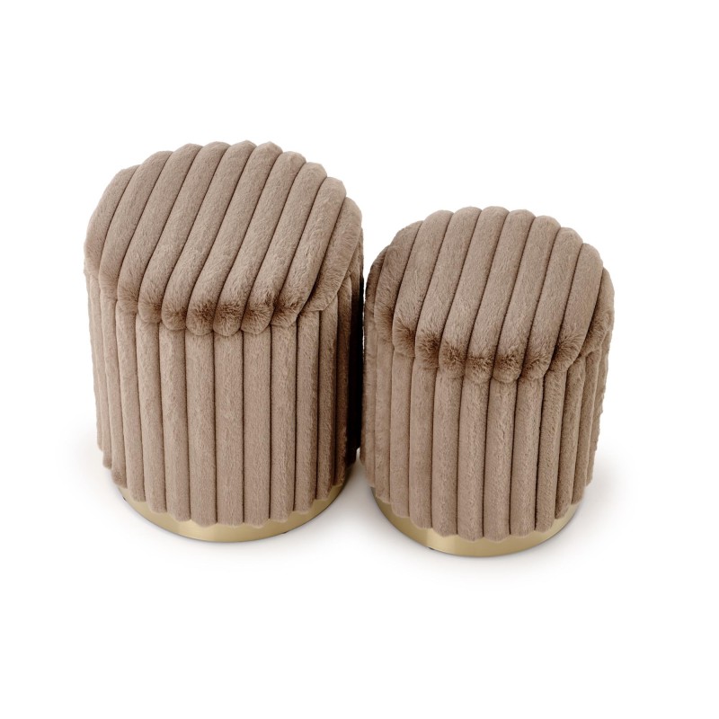 'FIDO Set of 2 Poufs, Cappuccino / Gold' 'FIDO Set of 2 Poufs, Cappuccino / Gold'