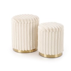 'FIDO set of 2 poufs, cream / gold'