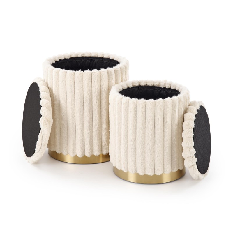 'FIDO set of 2 poufs, cream / gold' 'FIDO set of 2 poufs, cream / gold'