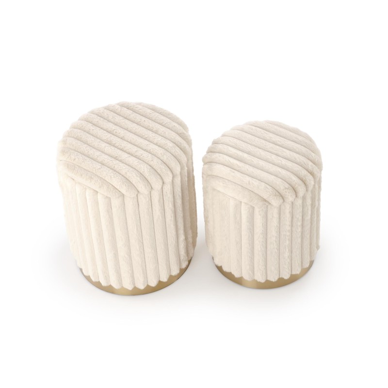 'FIDO set of 2 poufs, cream / gold' 'FIDO set of 2 poufs, cream / gold'