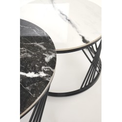 'FLAMINGO Set of 2 Benches, Black Marble / White Marble / Black' 'FLAMINGO Set of 2 Benches, Black Marble / White Marble / Black'