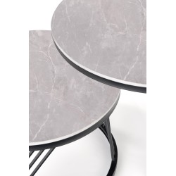 'FLAMINGO Set of 2 Benches, Ashen Marble/Black' 'FLAMINGO Set of 2 Benches, Ashen Marble/Black'