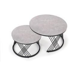 'FLAMINGO Set of 2 Benches, Ashen Marble/Black' 'FLAMINGO Set of 2 Benches, Ashen Marble/Black'